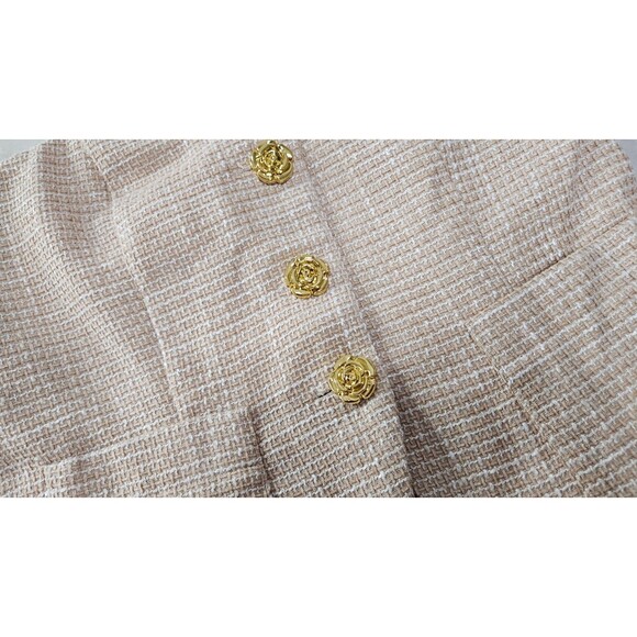 NWT Fashion Nova Beige Button Up Pockets Details Women's Tweed Vest Size M - Picture 3 of 11